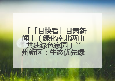 「甘快看」甘肃新闻丨（绿化南北两山 共建绿色家园）兰州新区：生态优先绿色发展 打造生态环保示范区