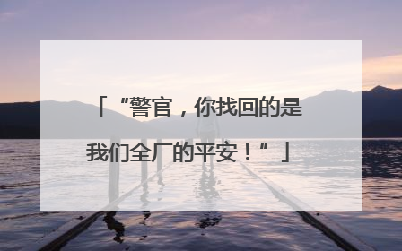 “警官，你找回的是我们全厂的平安！”