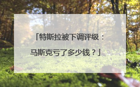 特斯拉被下调评级：马斯克亏了多少钱？