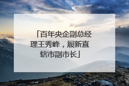 百年央企副总经理王秀峰，履新直辖市副市长