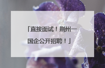 直接面试！荆州一国企公开招聘！