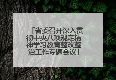 省委召开深入贯彻中央八项规定精神学习教育整改整治工作专题会议