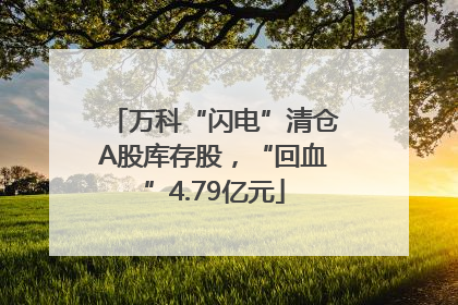 万科“闪电”清仓A股库存股，“回血”4.79亿元