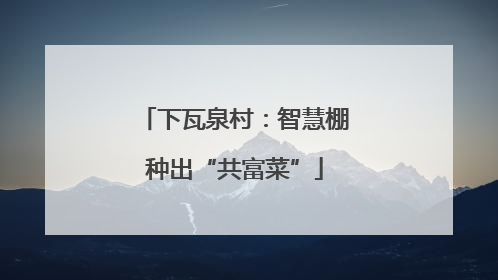 下瓦泉村：智慧棚种出“共富菜”