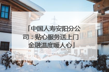 中国人寿安阳分公司：贴心服务送上门 金融温度暖人心