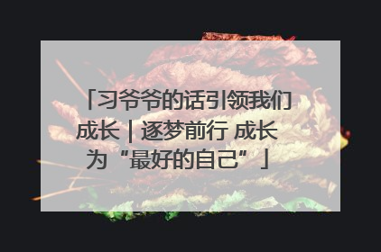 习爷爷的话引领我们成长｜逐梦前行 成长为“最好的自己”