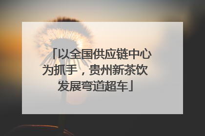 以全国供应链中心为抓手，贵州新茶饮发展弯道超车
