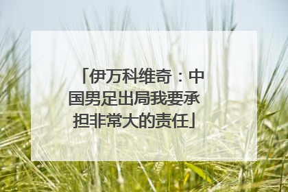伊万科维奇：中国男足出局我要承担非常大的责任