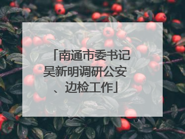 南通市委书记吴新明调研公安、边检工作