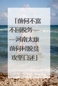 前何不富不回税务——河南太康前何村脱贫攻坚口述