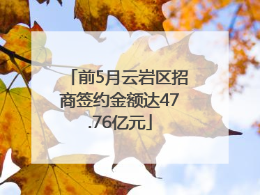 前5月云岩区招商签约金额达47.76亿元