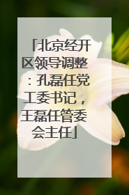 北京经开区领导调整：孔磊任党工委书记，王磊任管委会主任