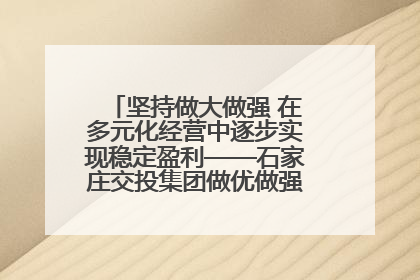 坚持做大做强 在多元化经营中逐步实现稳定盈利——石家庄交投集团做优做强典型报道之三