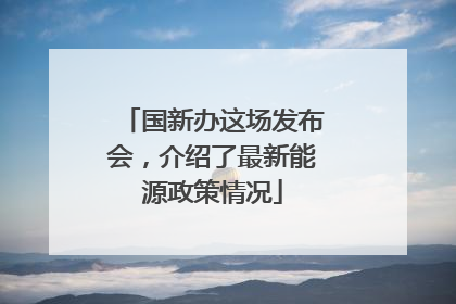 国新办这场发布会，介绍了最新能源政策情况