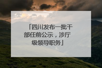 四川发布一批干部任前公示，涉厅级领导职务