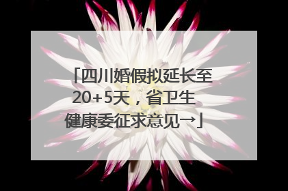 四川婚假拟延长至20+5天，省卫生健康委征求意见→