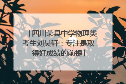 四川荣县中学物理类考生刘昊轩：专注是取得好成绩的前提