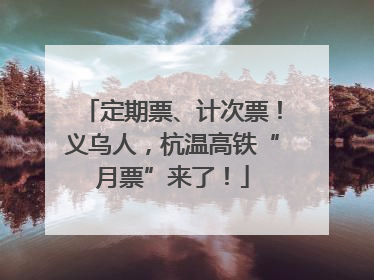 定期票、计次票！义乌人，杭温高铁“月票”来了！