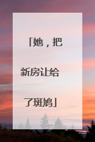 她，把新房让给了斑鸠