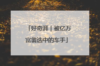 好奇湃｜被亿万富翁选中的车手