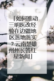 如何推动三明医改经验在边疆地区落地落实？云南楚雄州州长答红星新闻