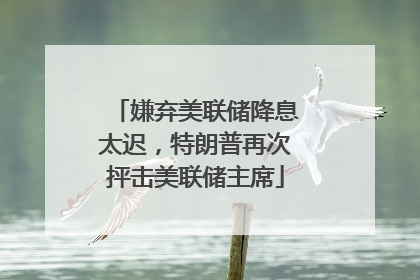 嫌弃美联储降息太迟，特朗普再次抨击美联储主席