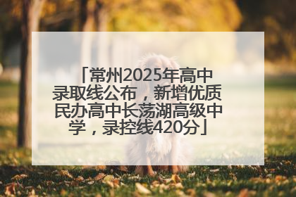 常州2025年高中录取线公布，新增优质民办高中长荡湖高级中学，录控线420分