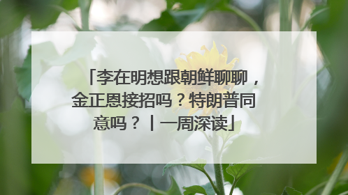 李在明想跟朝鲜聊聊，金正恩接招吗？特朗普同意吗？丨一周深读