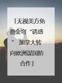 无视美方免费金穹“诱惑” 加拿大转向欧洲谋国防合作