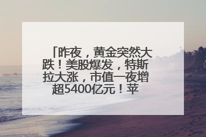 昨夜，黄金突然大跌！美股爆发，特斯拉大涨，市值一夜增超5400亿元！苹果传来大消息