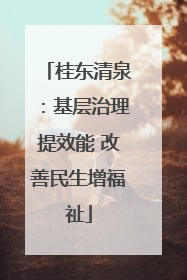 桂东清泉：基层治理提效能 改善民生增福祉