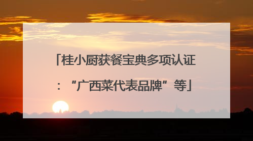 桂小厨获餐宝典多项认证：“广西菜代表品牌”等