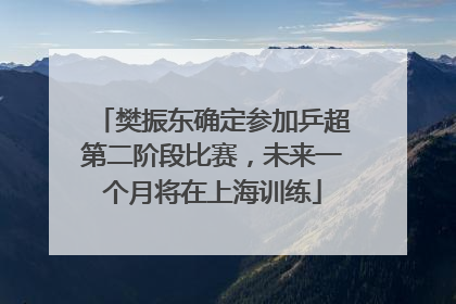 樊振东确定参加乒超第二阶段比赛，未来一个月将在上海训练