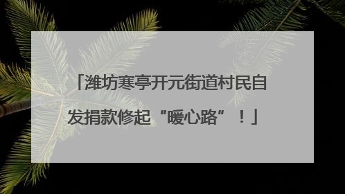 潍坊寒亭开元街道村民自发捐款修起“暖心路”！