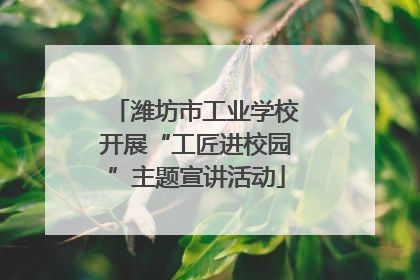 潍坊市工业学校开展“工匠进校园”主题宣讲活动