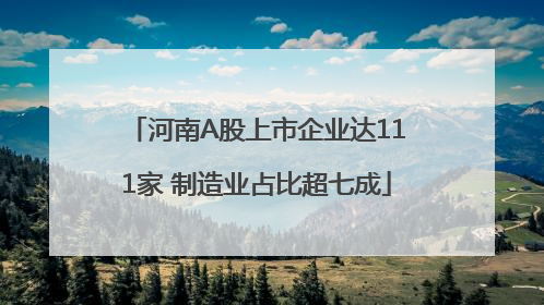 河南A股上市企业达111家 制造业占比超七成