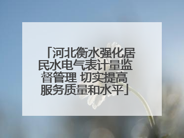 河北衡水强化居民水电气表计量监督管理 切实提高服务质量和水平
