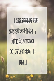 泽连斯基要求对俄石油实施30美元价格上限