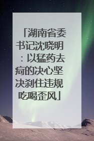 湖南省委书记沈晓明：以猛药去疴的决心坚决刹住违规吃喝歪风