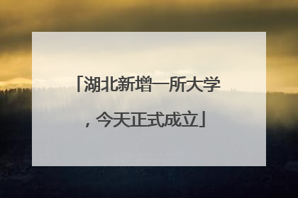 湖北新增一所大学，今天正式成立