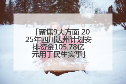 聚焦9大方面 2025年四川达州计划安排资金105.78亿元用于民生实事