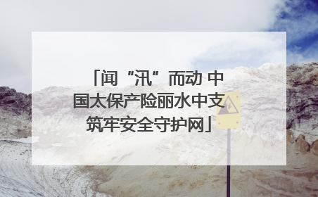 闻“汛”而动 中国太保产险丽水中支筑牢安全守护网