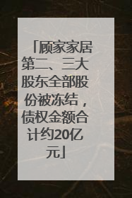 顾家家居第二、三大股东全部股份被冻结，债权金额合计约20亿元