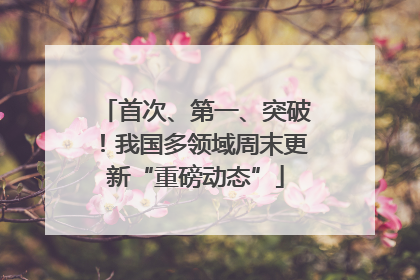 首次、第一、突破！我国多领域周末更新“重磅动态”