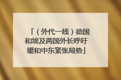 （外代一线）德国和埃及两国外长呼吁缓和中东紧张局势
