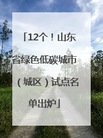 12个！山东省绿色低碳城市（城区）试点名单出炉