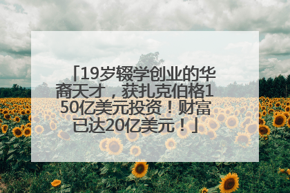 19岁辍学创业的华裔天才，获扎克伯格150亿美元投资！财富已达20亿美元！