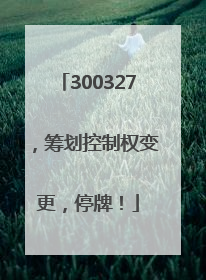 300327，筹划控制权变更，停牌！