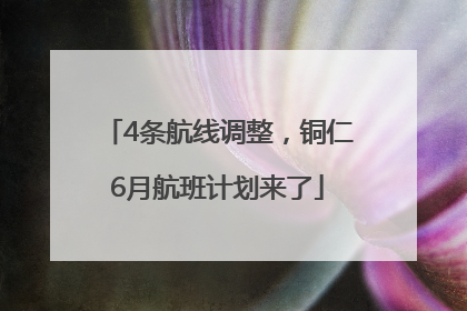 4条航线调整，铜仁6月航班计划来了