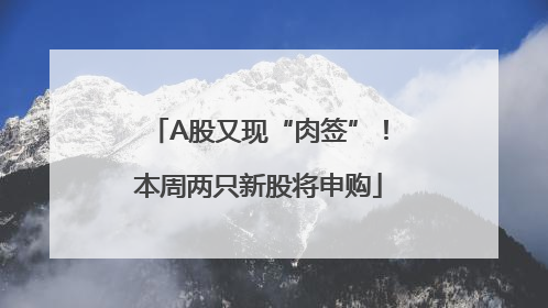 A股又现“肉签”！本周两只新股将申购